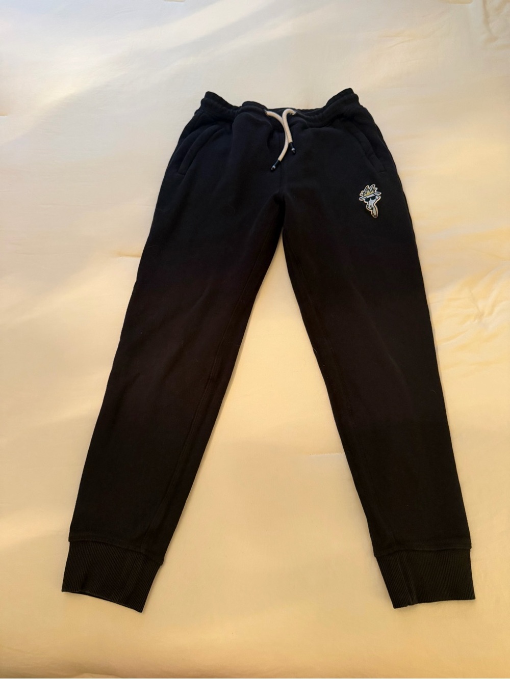 Kids Black Jogger Sweatpants with Embroidered Patch